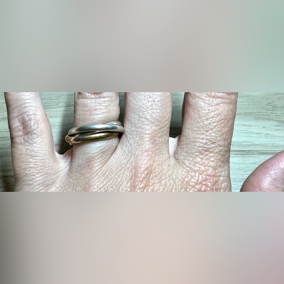 Vintage Sterling Silver Bi-Color 3 Band Rolling Ring, Size 6.5, 4.5g - Picture 5 of 7